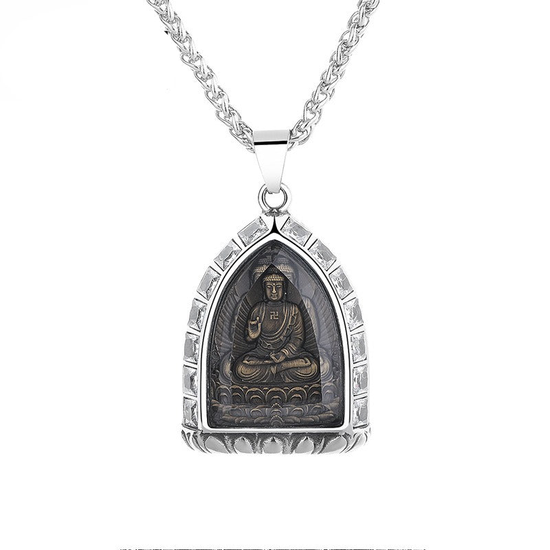 Zircon Necklace – Elegant Eight-Sign Zodiac Buddha Pendant