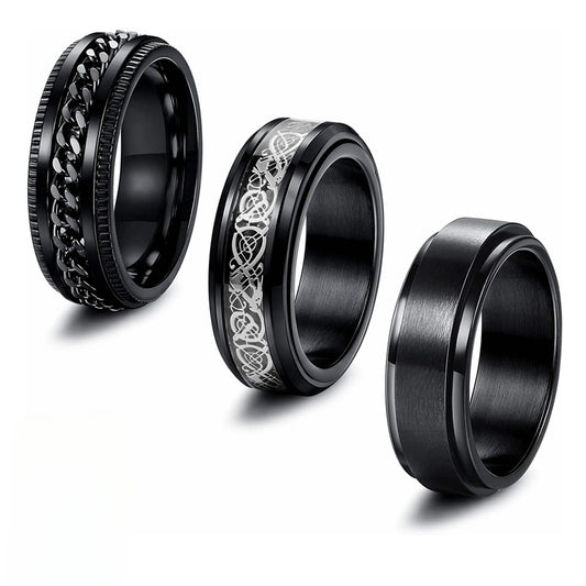 Rotating Titanium Steel Ring with Punk Style Design for Men