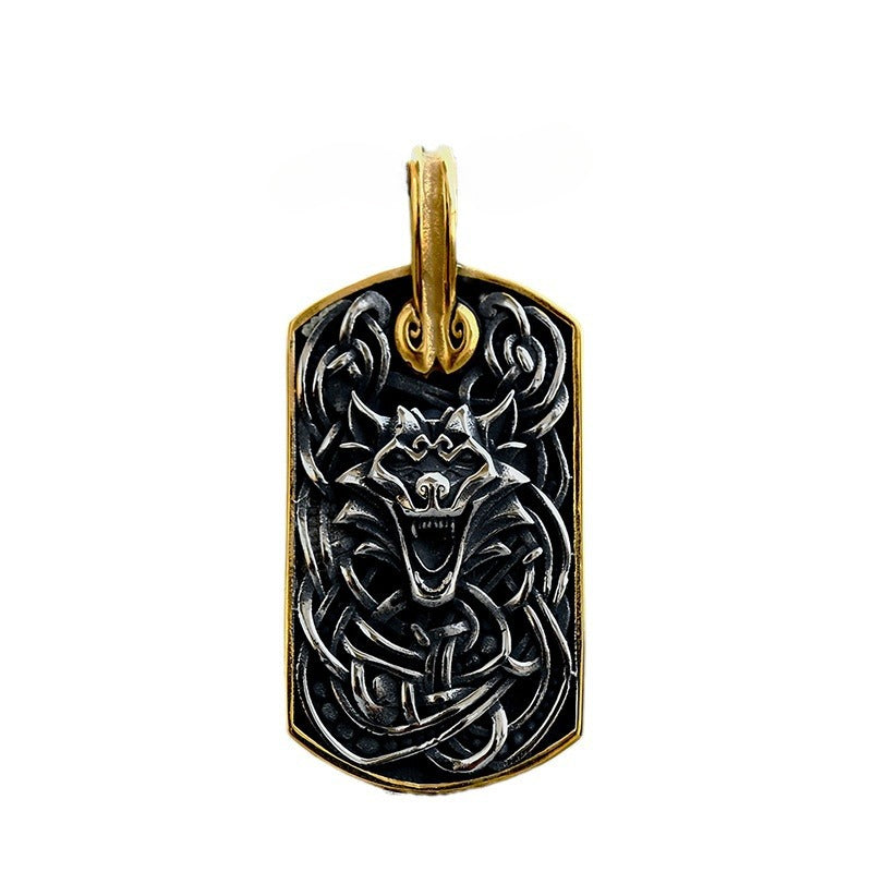Viking-Inspired Celtic Knot Wolf Head Pendant for Men - Custom Stainless Steel Fashion Jewelry