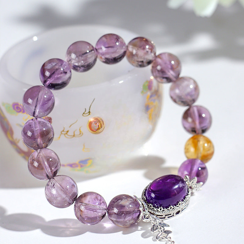 Planderful Fortune's Favor Bracelet – Elegant Double Leaf Tassel Design with Freshwater Pearls