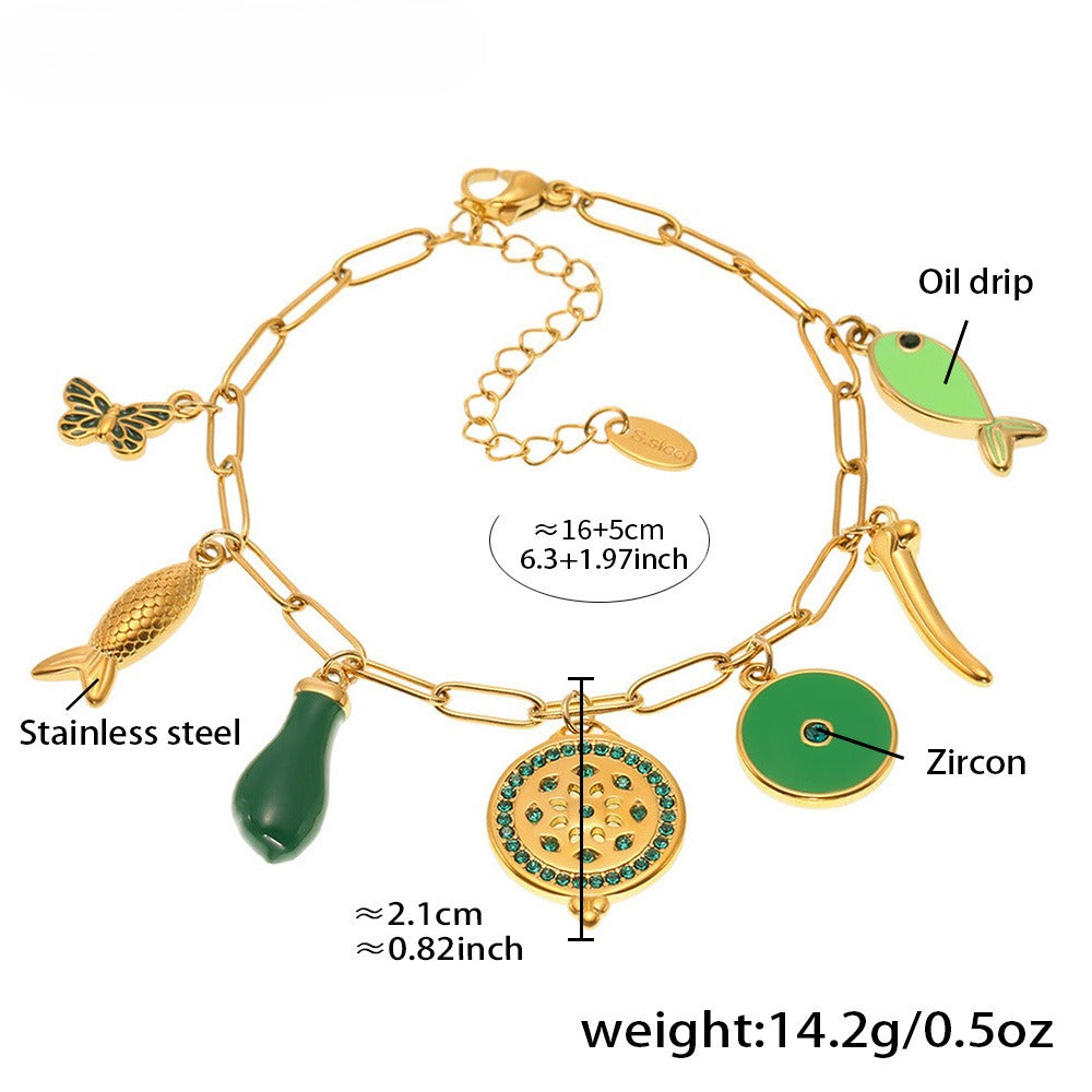 Planderful Dripping Oil Pendant Bracelet For Summer