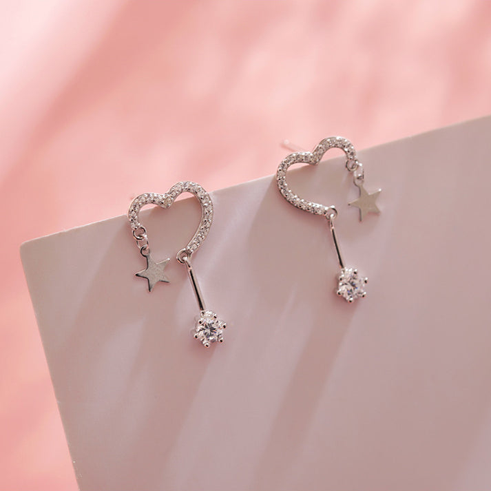 New Whole Body 925 Sterling Silver Love Star Stud Earrings