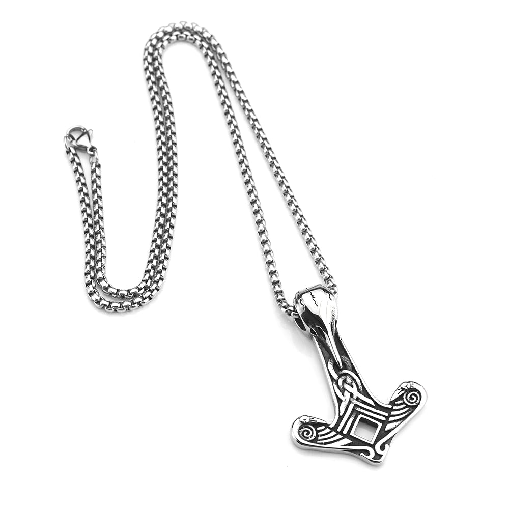 Nordic Retro Stainless Steel Viking Crow Anchor Pendant for Men
