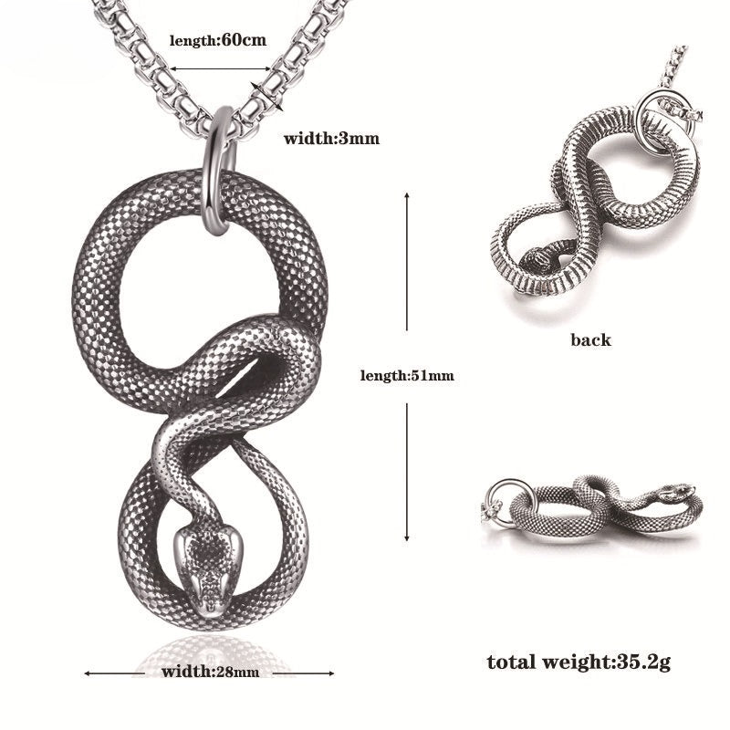 Titanium Steel Necklace – Luxury Spirit Snake Design for Men