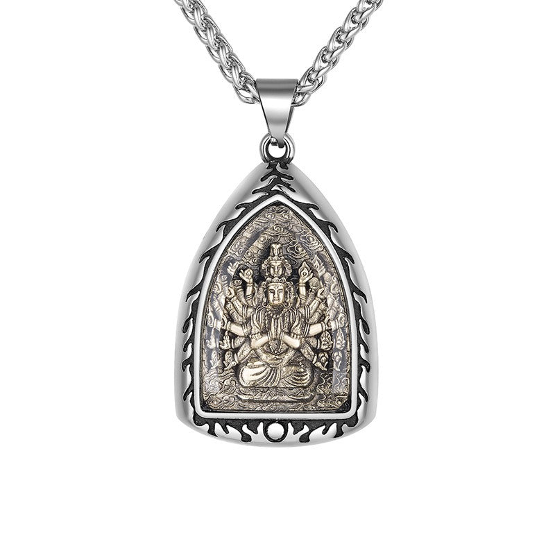 Titanium Steel Necklace – Elegant Buddha Zodiac Pendant For Men With Spiritual Charm