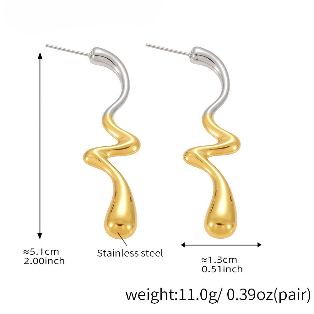Planderful Women Irregular Water Drop Earrings 18K Gold