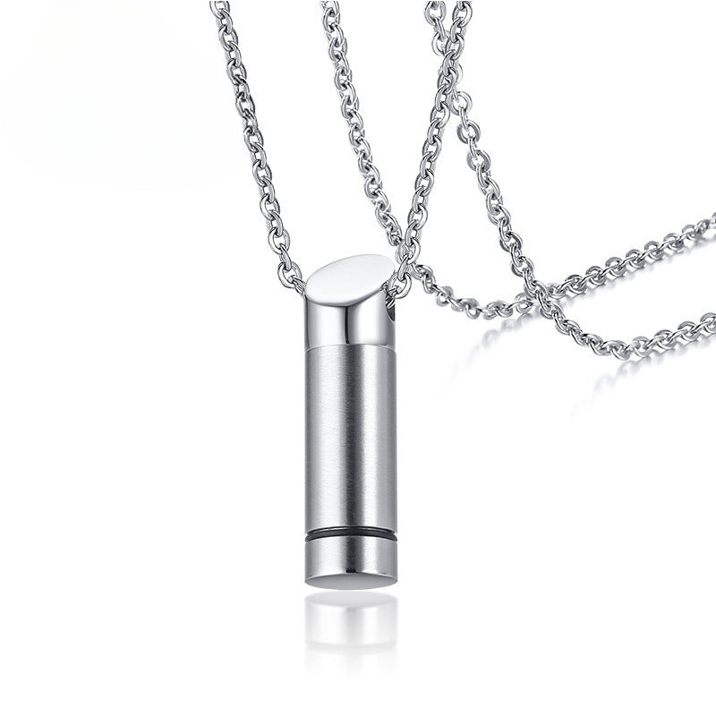 Stainless Steel Openable Pet Urn Pendant for Men Steel Neutral