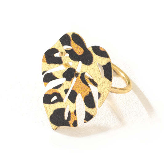 Wild Leopard Print Geometric Women's Ring by Planderful