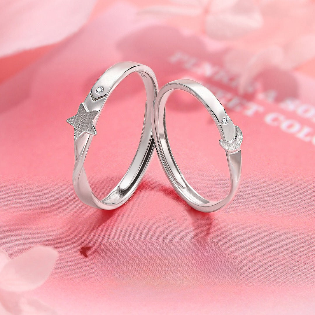 Minimalist Star Moon S925 Sterling Silver Men's Ring