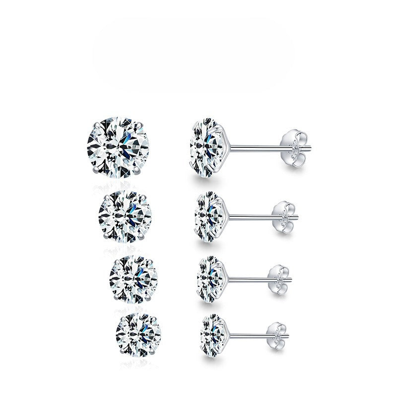 925 Sterling Silver Sparkling Zircon Stud Earrings