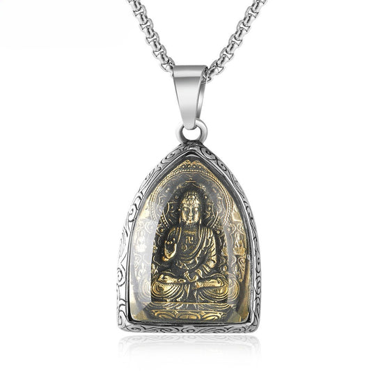 Buddha Pendant Titanium Steel Unisex Necklace Protection Statement Everyday Genie Planderful For Spiritual Seekers