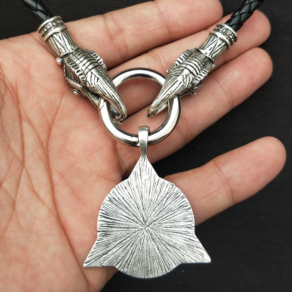 Fox and Dragon Silver Pendant Necklace for Men - Norse Legacy Collection