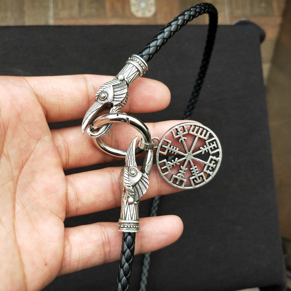 Norse Legacy Silver Compass Necklace for Men