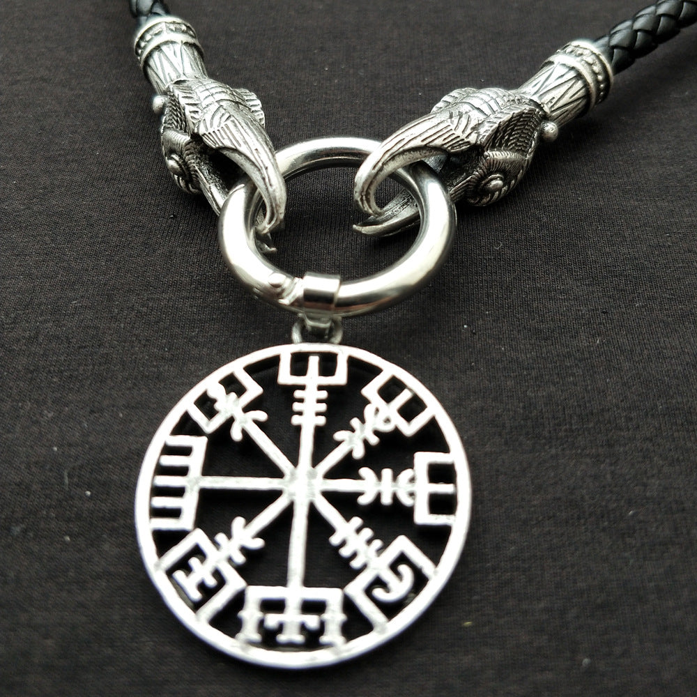 Norse Legacy Silver Compass Necklace for Men