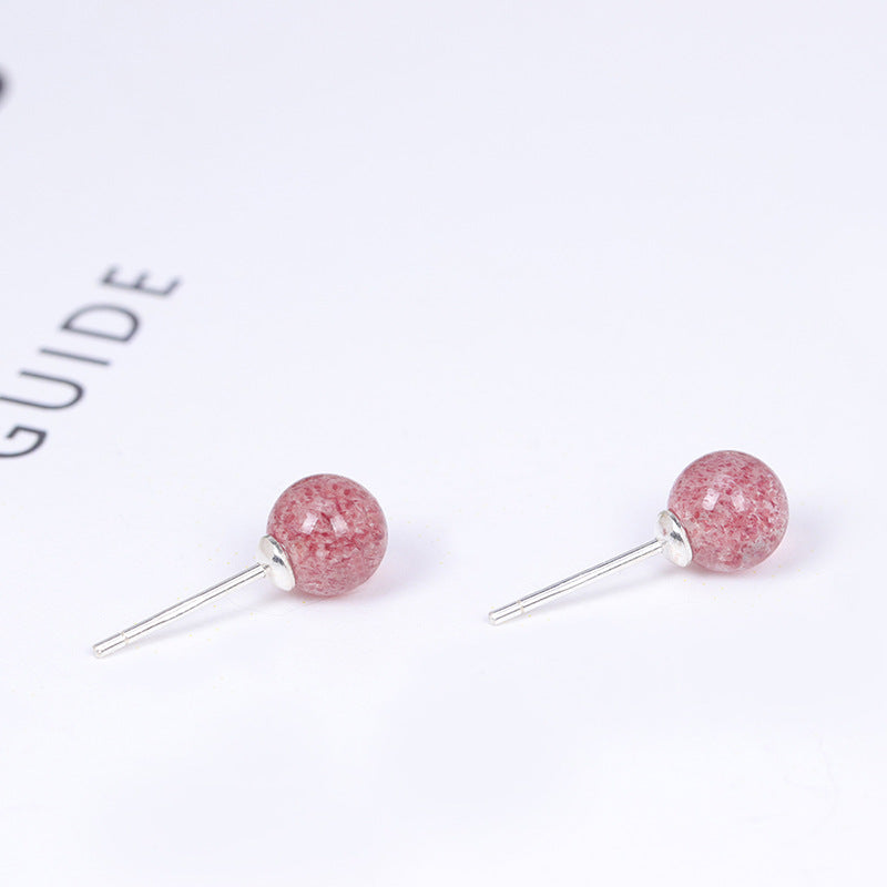 Sterling Silver Strawberry Crystal Earrings with Agate Insets