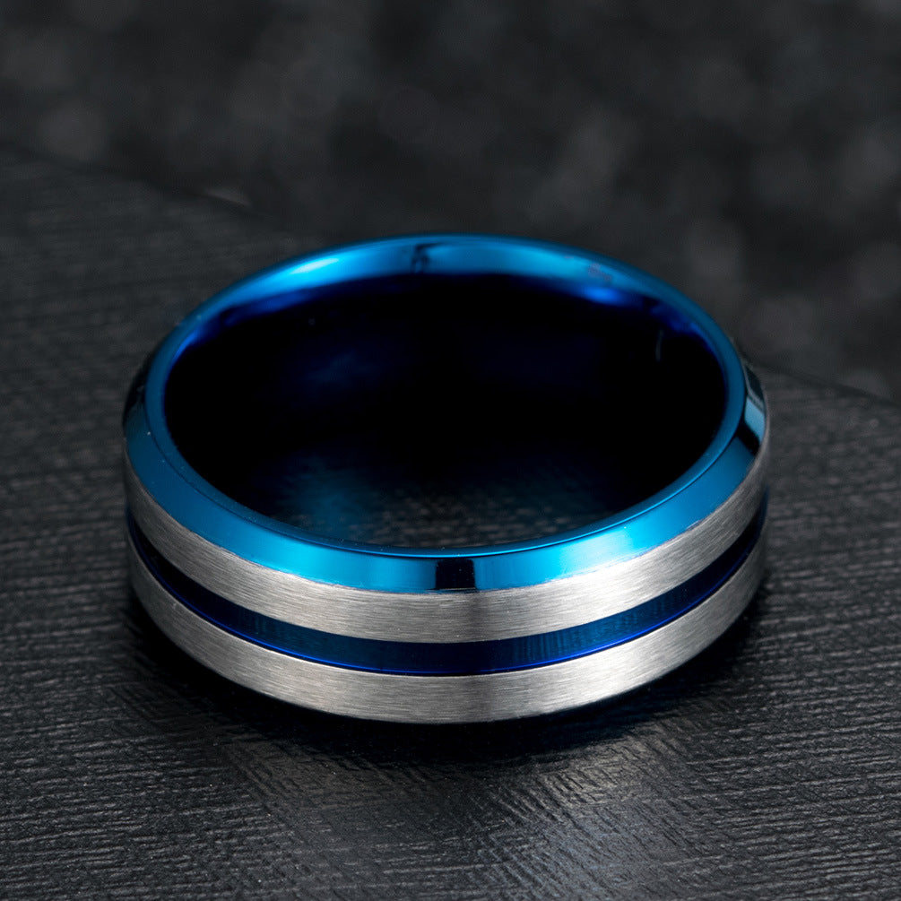 Stainless Steel Black-Plated Brushed Matte Men's Ring