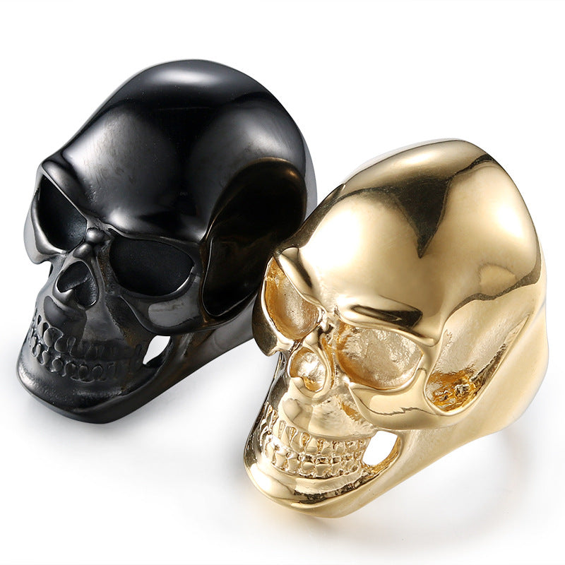Bold Gothic Totem Skull Ring for Men - Retro Punk Black Ghost Head Jewelry HZ182