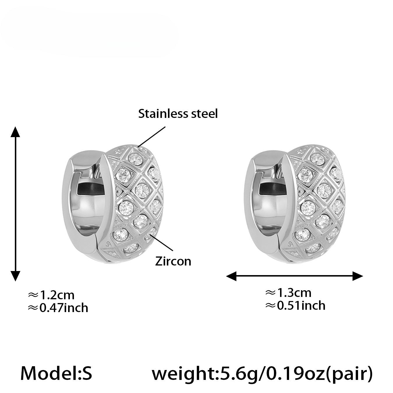 Planderful Zirconium Earrings Women 18K Gold Plated Rhombus