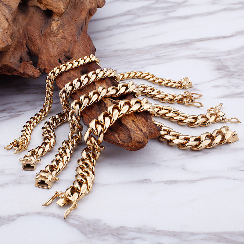 Trendy Personalized Gold Bracelet for Men - Creative Stainless Steel and Titanium Design