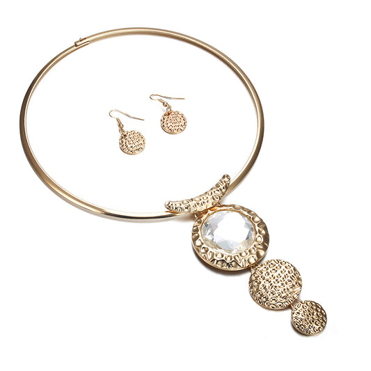 Tassel Crystal Necklace Set with Cross-border Design