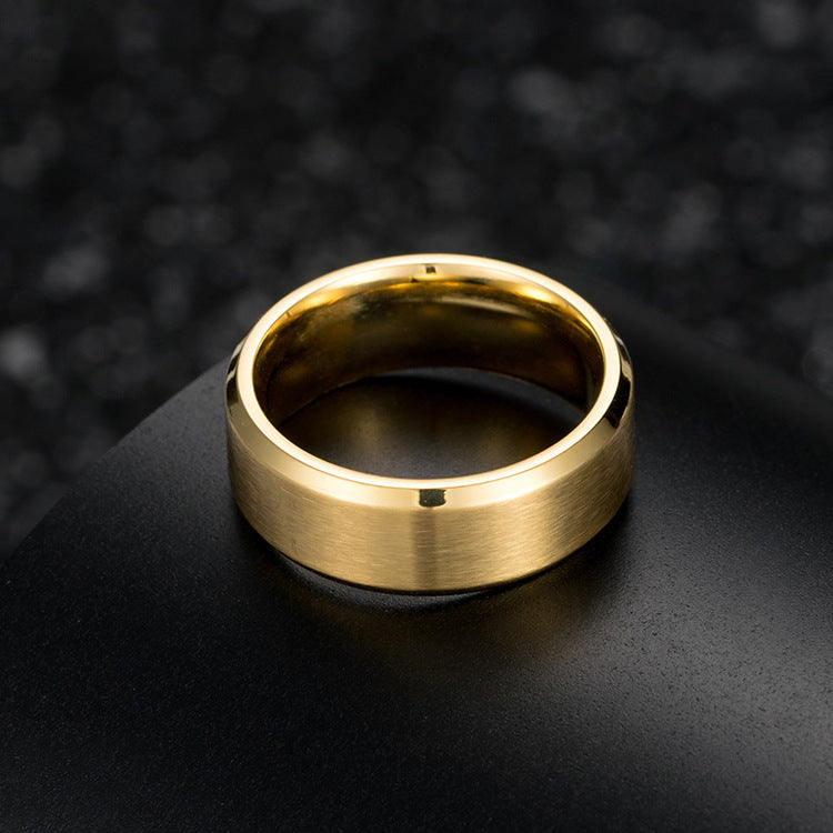 Brushed Matte Black Titanium Steel Ring for Men and Women