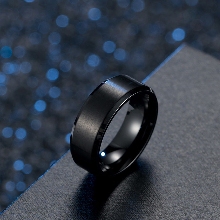 Brushed Matte Black Titanium Steel Ring for Men and Women