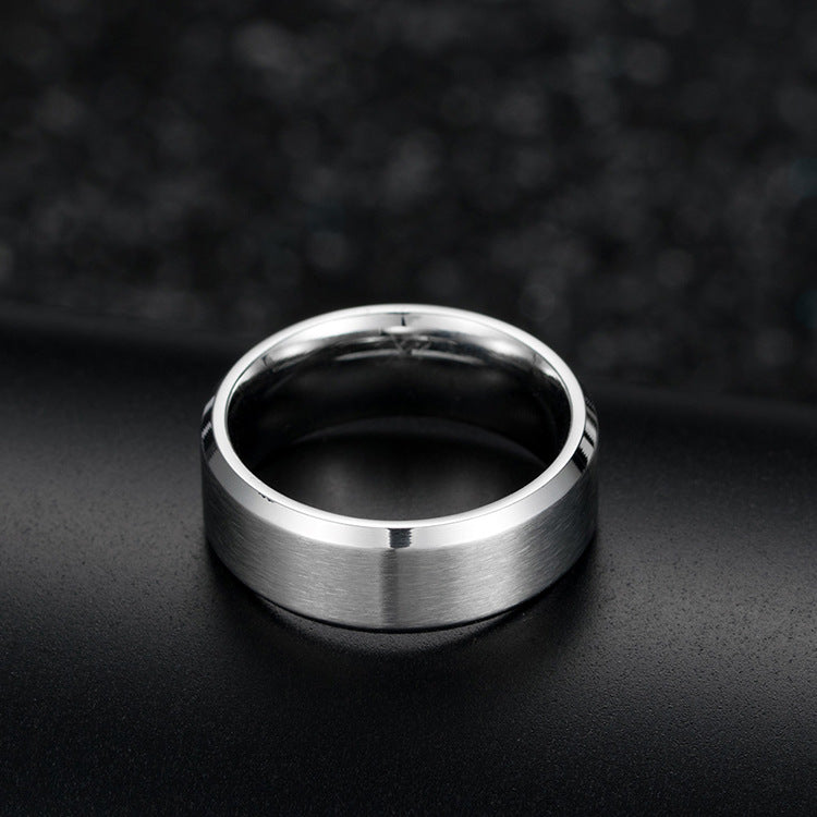 Brushed Matte Black Titanium Steel Ring for Men and Women