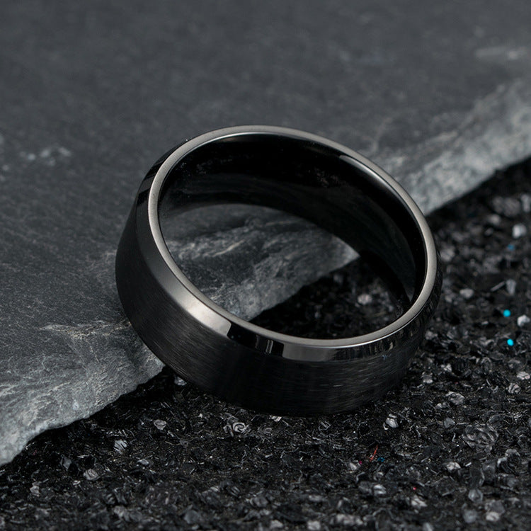 Brushed Matte Black Titanium Steel Ring for Men and Women