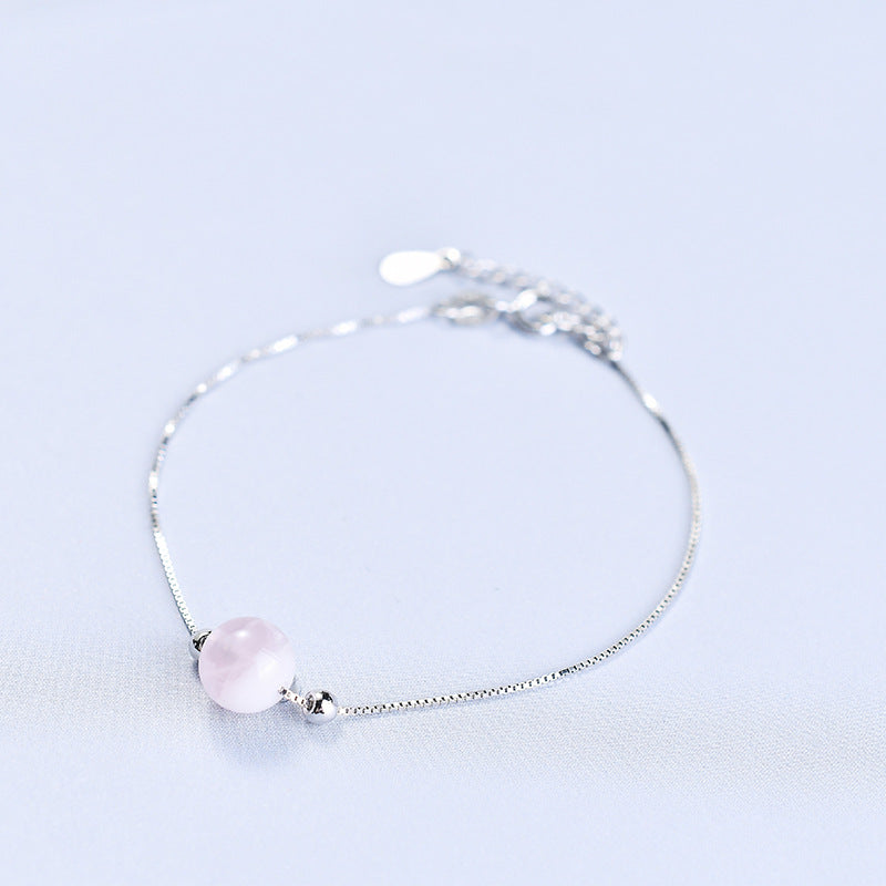 Fortune's Favor Strawberry Crystal Bracelet with Single Ring - Elegant Copper Jewelry