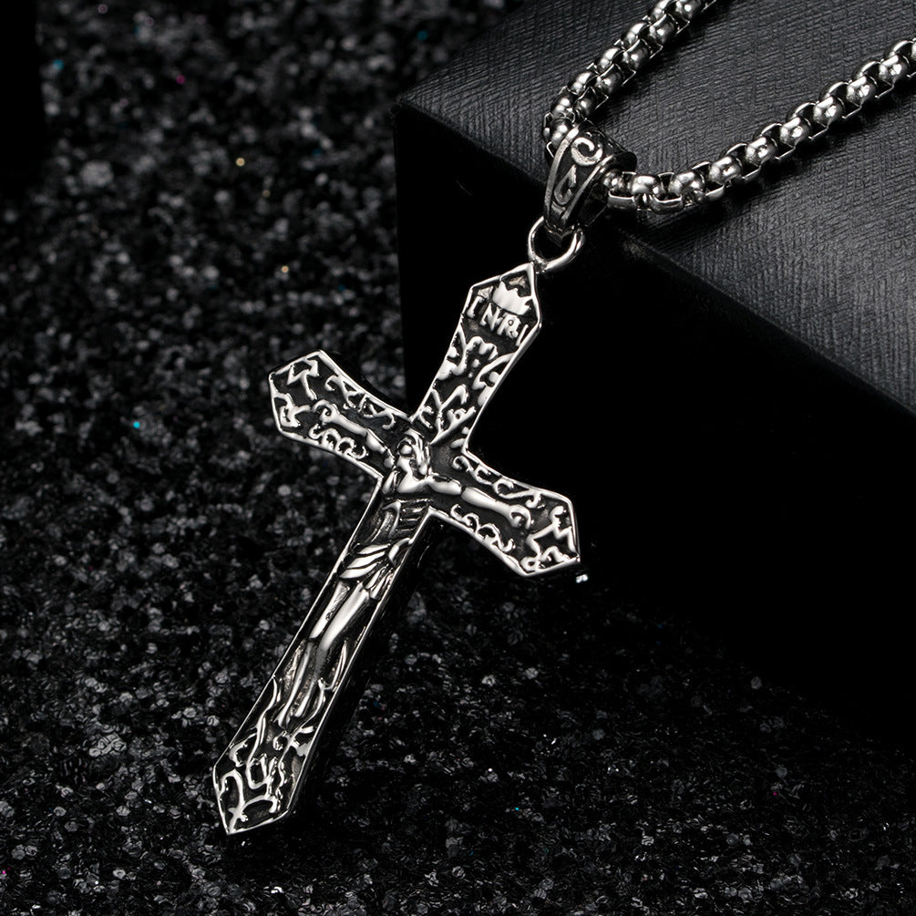 European And American Retro Old Crucifixion Cross Necklace Titanium Steel Pendant Wholesale For Men
