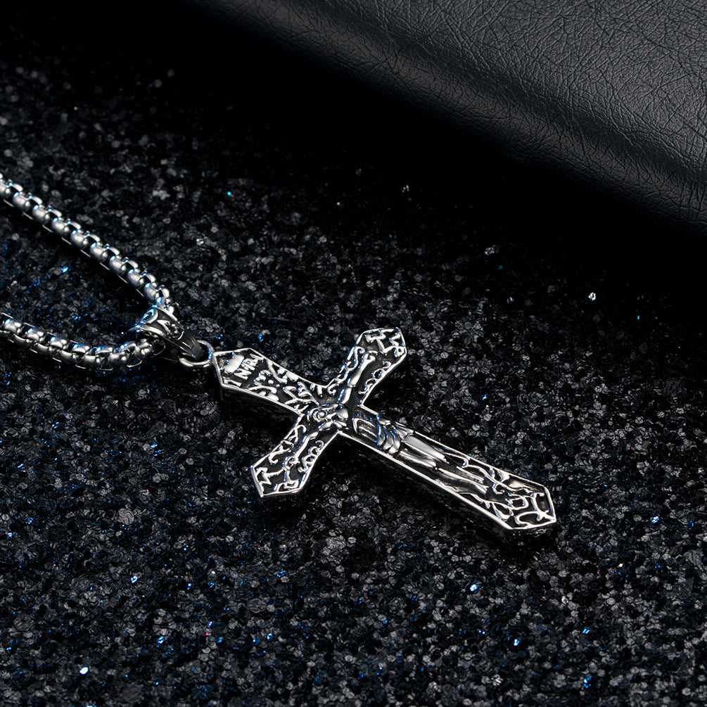 European And American Retro Old Crucifixion Cross Necklace Titanium Steel Pendant Wholesale For Men