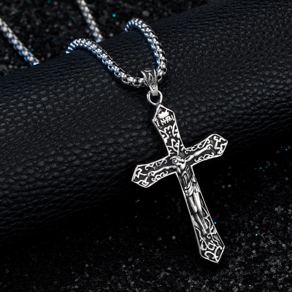 European And American Retro Old Crucifixion Cross Necklace Titanium Steel Pendant Wholesale For Men