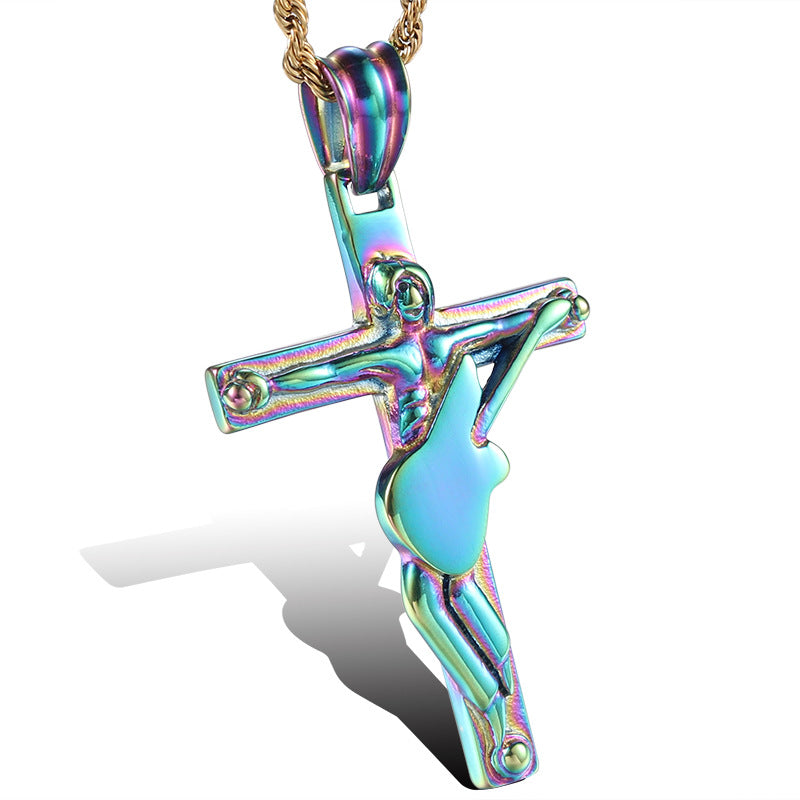 Trendy Hip-Hop Guitar Pendant in Titanium Steel for Men - European and American Fashion Design