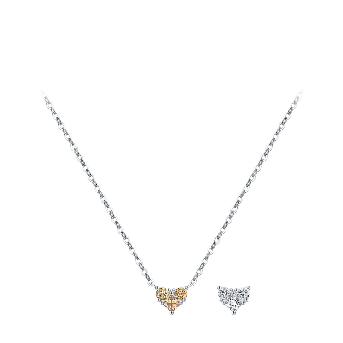 925 Sterling Silver Birthstone Heart Zircon Necklace