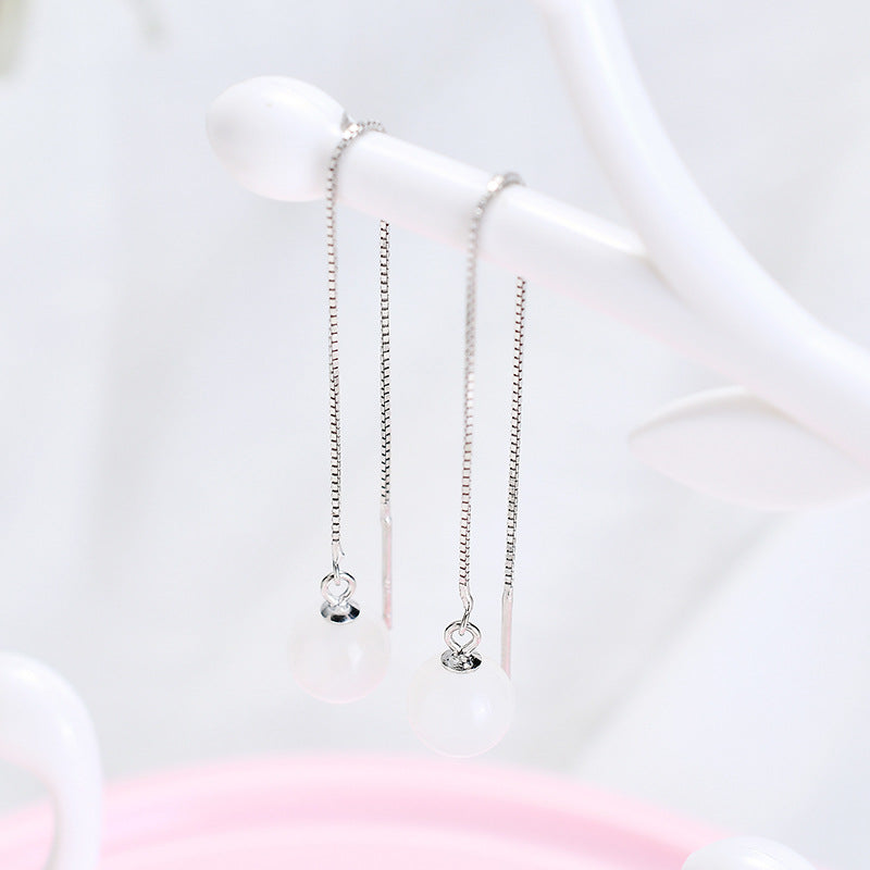 925 Silver Strawberry Crystal Earrings with Peach Blossom Design - Sterling Silver