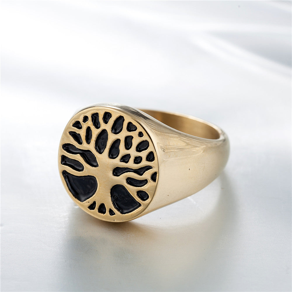 Hope Tree Ring: European and American Vintage Titanium Steel Jewelry