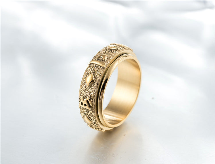 Mantra Six Character True Word Titanium Steel Ring