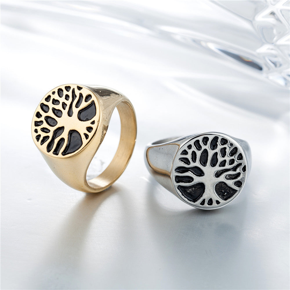 Hope Tree Ring: European and American Vintage Titanium Steel Jewelry