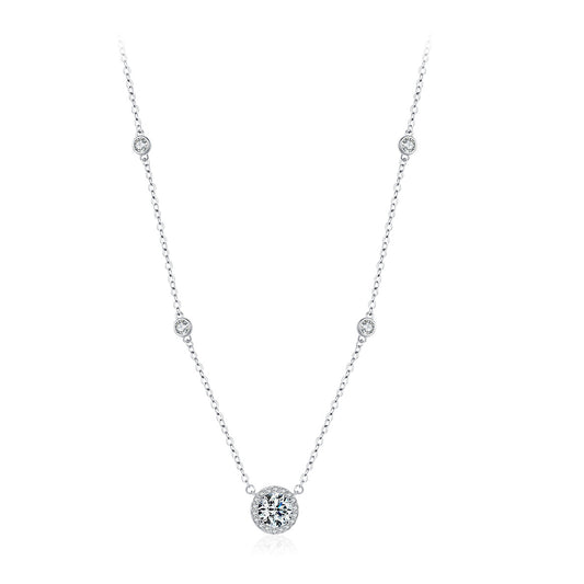 Luxurious Sterling Silver Necklace with Zircon Pendant and Unique Design