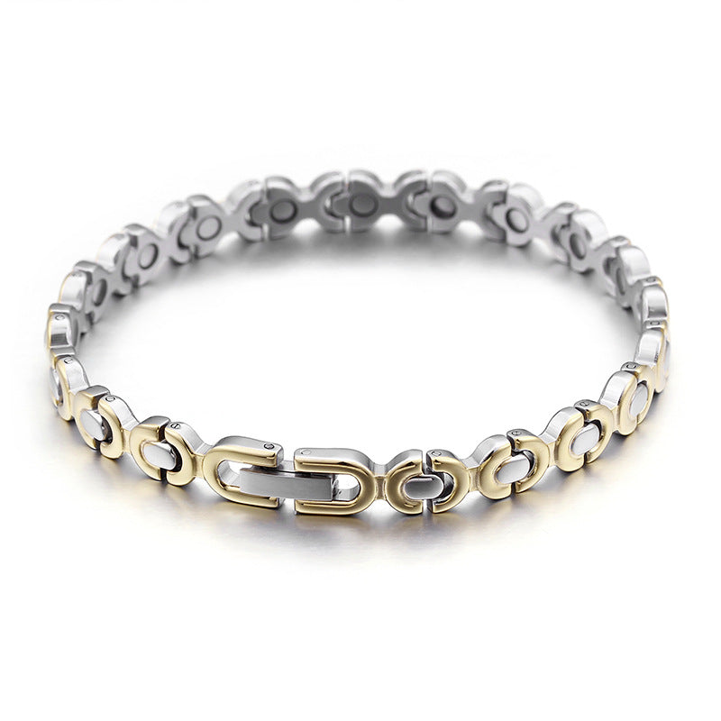 Korean Titanium Steel Couple Bracelet - Trendy Magnetic Stainless Steel Gold Jewelry