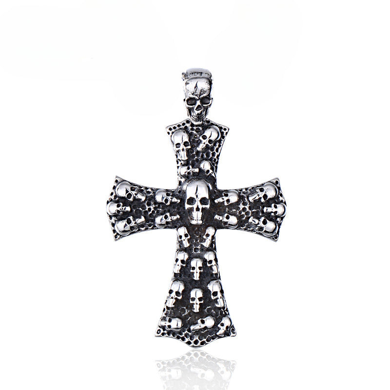 Unique Retro Skull Cross Pendant for Men - Titanium Steel Wholesale Accessory