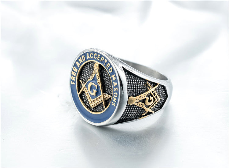 Premium Freemason Ring Titanium Steel Unisex Masonic Logo For Men Durable Protection Planderful