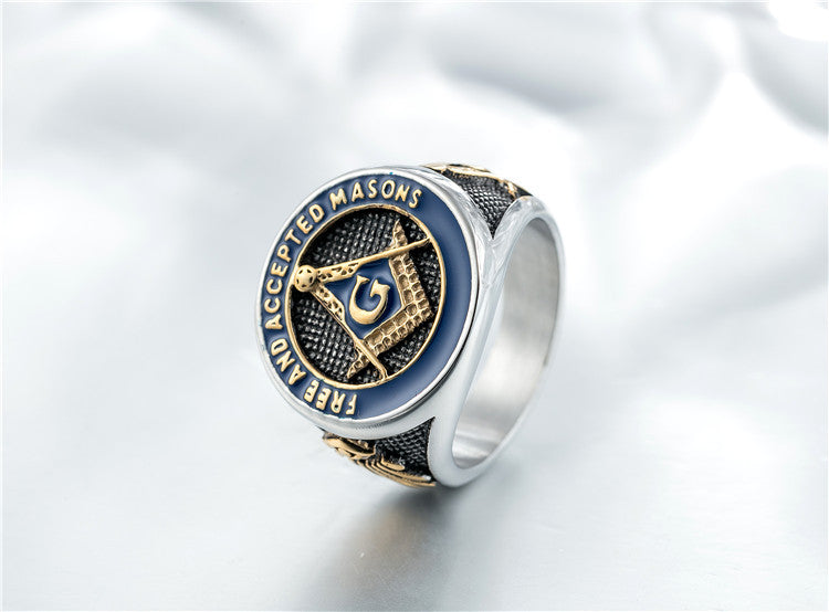 Premium Freemason Ring Titanium Steel Unisex Masonic Logo For Men Durable Protection Planderful