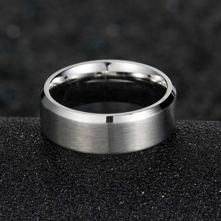Brushed Matte Black Titanium Steel Ring for Men and Women