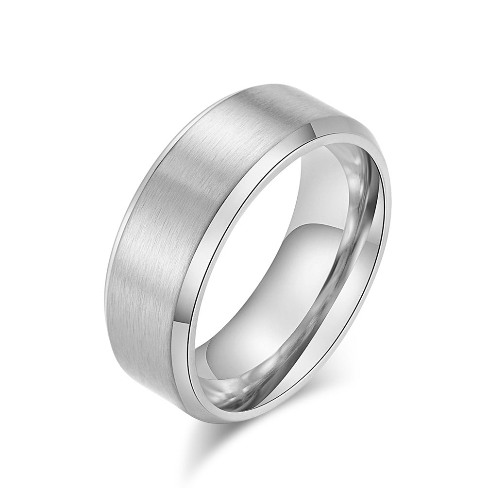 Brushed Matte Black Titanium Steel Ring for Men and Women