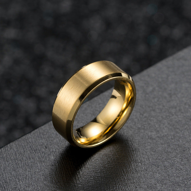 Brushed Matte Black Titanium Steel Ring for Men and Women