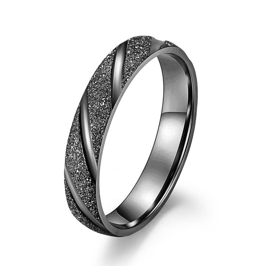 Planderful Titanium Steel Couple Ring For Couples Trendy Fashion Jewelry Pearl Sand Detail