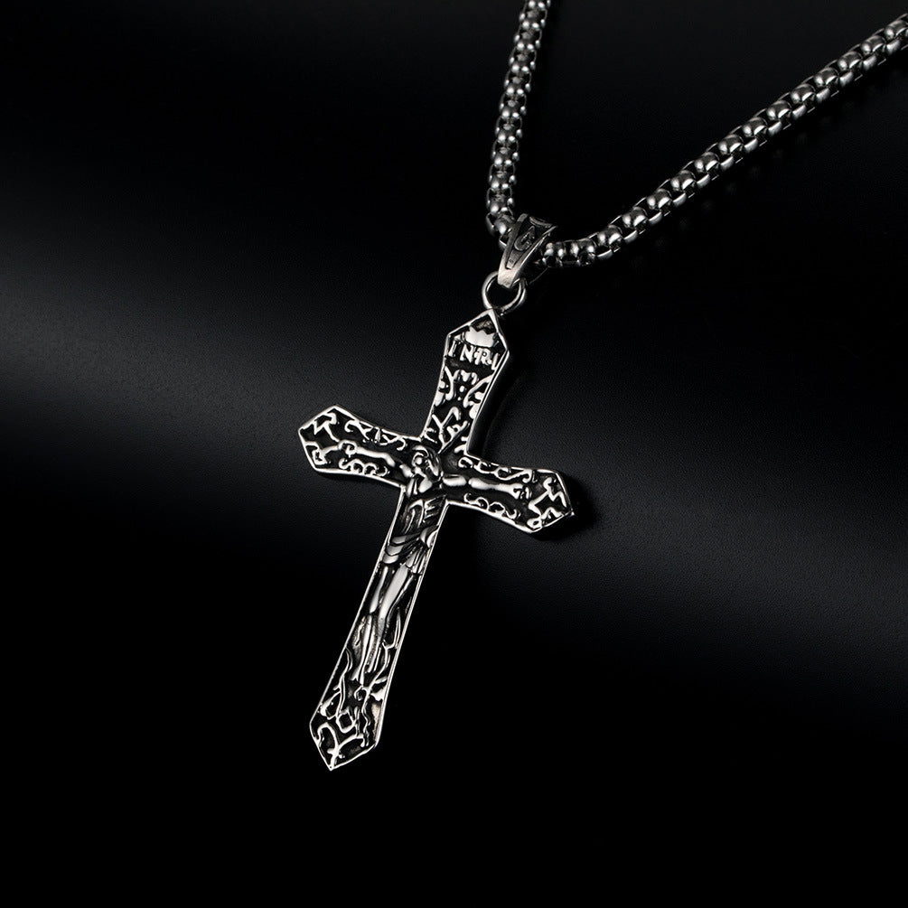 European And American Retro Old Crucifixion Cross Necklace Titanium Steel Pendant Wholesale For Men