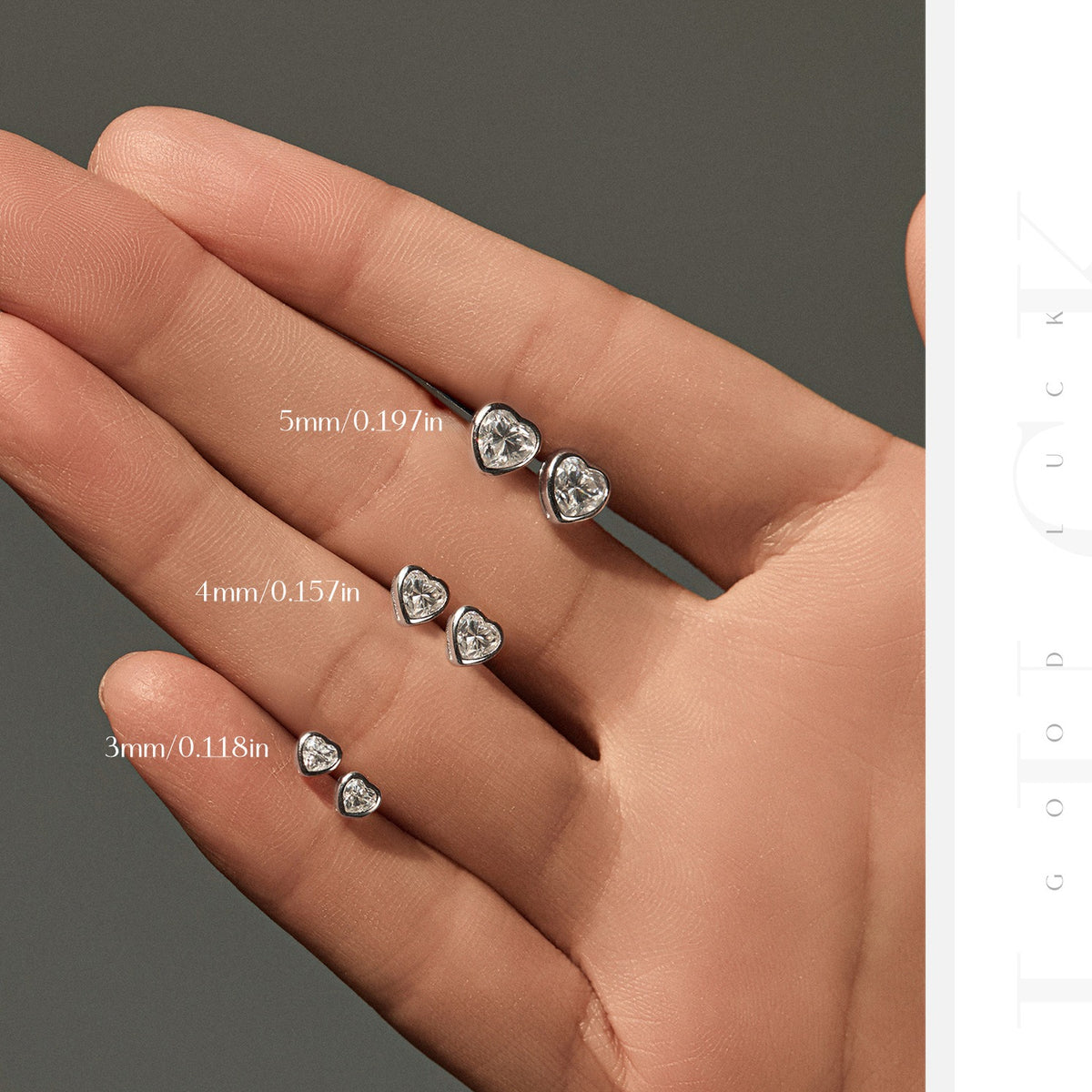 925 Sterling Silver Petite Heart Moissanite Earrings