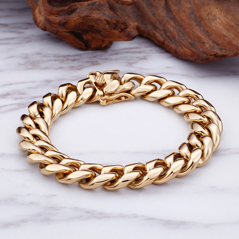 Trendy Personalized Gold Bracelet for Men - Creative Stainless Steel and Titanium Design
